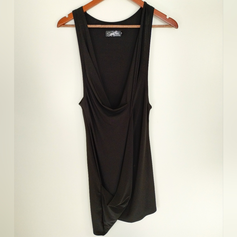 Sympli Midi Tunic Dress Black Size 10